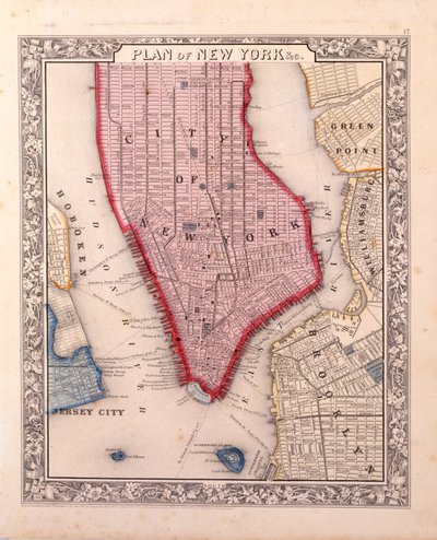 Plan von New York [in Manhattan, bis zur 46. Straße], 1860 von Samuel Augustus Mitchell